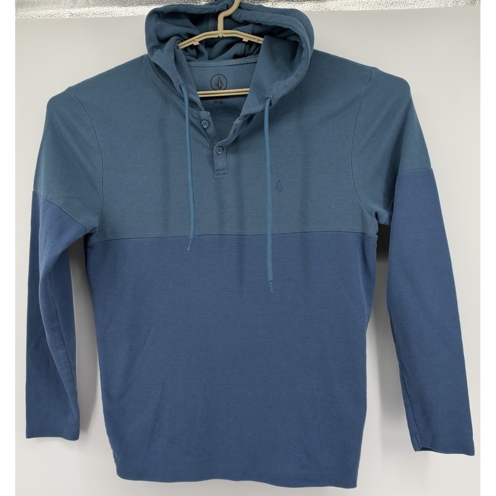 Volcom Nunez Colorblocked Thermal Hoodie Blue Pullover Men's Medium